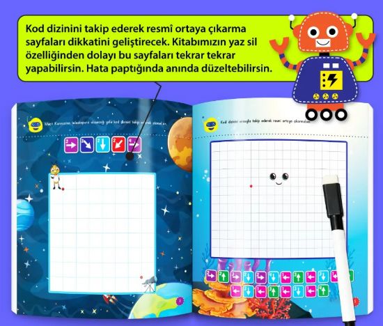3-6 Yaş Dikkat Geliştiren Kodlama Kitabım Serisi YAZ-SİL resmi