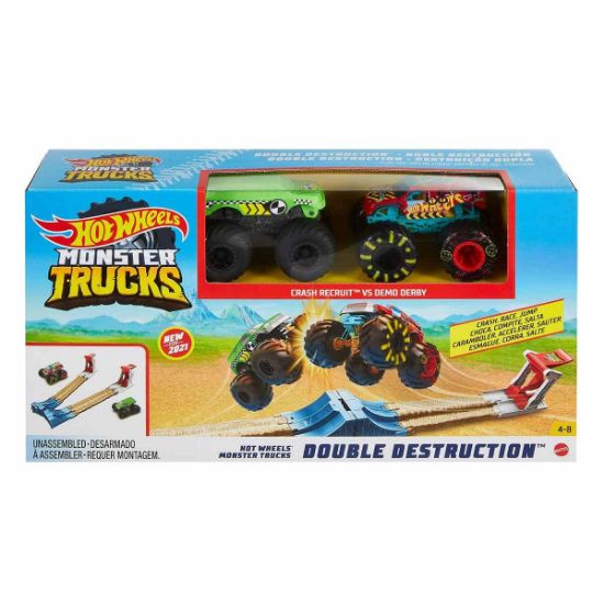 Hot Wheels Monster Trucks Çifte Çarpışma Oyun Seti GYC80 resmi