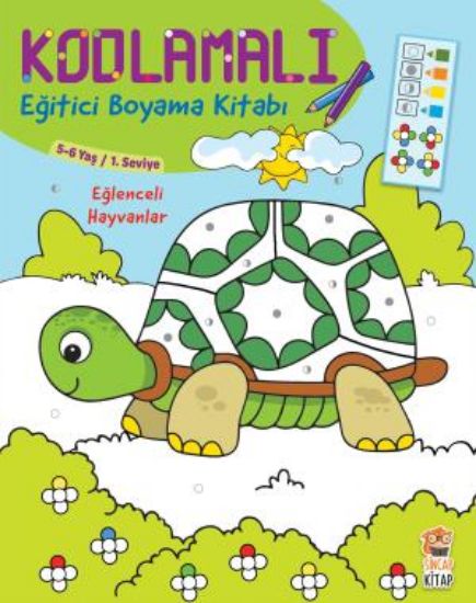 Kodlamalı Eğitici Boyama Kitabı - Eğlenceli Hayvanlar 5-6 Yaş 1. Seviye resmi