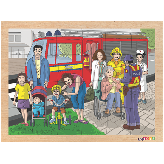 TOPTOYS Bize Yardım Edenler Ahşap Puzzle 24 Parça (CS-7048) resmi