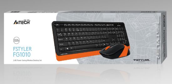 A4 Tech Fg1010 2.4G Turuncu Q Fn-Mm Klv+Optik Mouse Set resmi