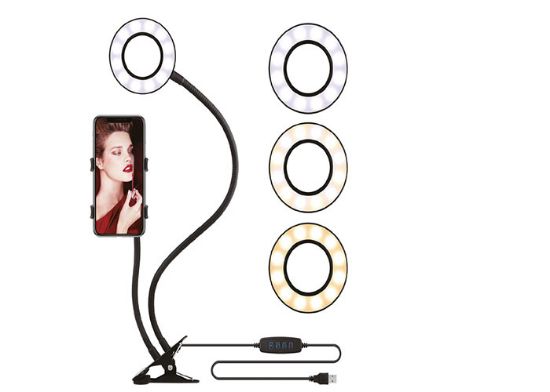 Asonic AS-SF100 3,6 inç Telefon Tutuculu Youtuber & Makyaj Halka LED Işık resmi