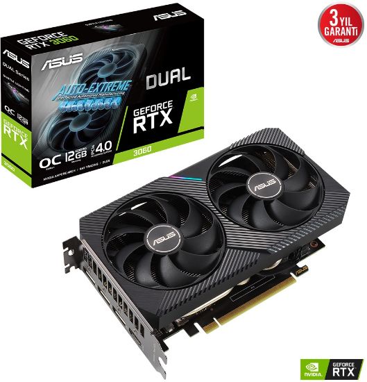 Asus GeForce RTX3060 Dual O12G 12GB GDDR6 192 Bit DUAL-RTX3060-O12G-V2 Gaming Ekran Kartı resmi