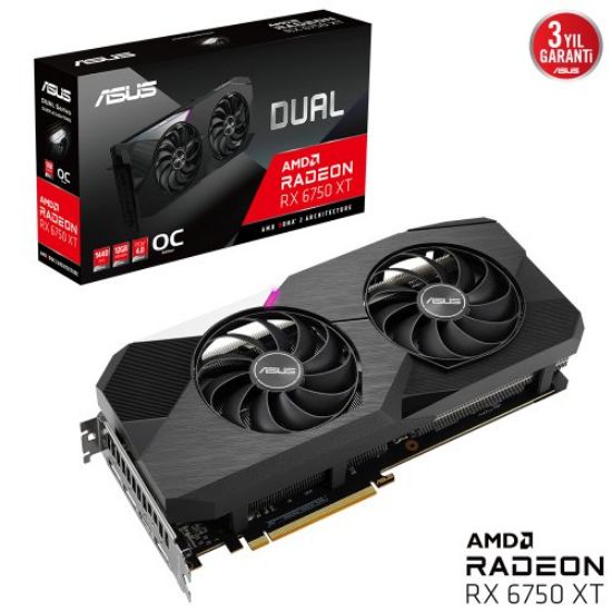 Asus Dual Radeon RX 6750 XT OC DUAL-RX6750XT-O12G 12GB GDDR6 192Bit DX12 Gaming (Oyuncu) Ekran Kartı resmi