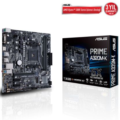Asus Prime A320M-K AMD AM4 32GB DDR4 3200Mhz M2 Vga/Hdmi mATX Anakart resmi