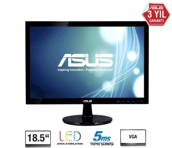 Asus 18,5" Vs197De 1366X768 Vga Vesa 5Ms Siyah Monitör resmi