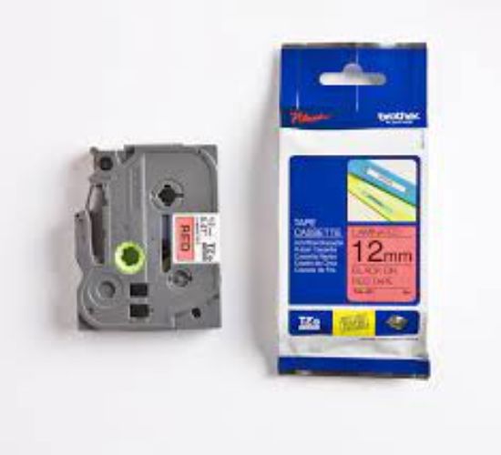 Brother TZE-431 12 mm Kırmızı Üzeri Siyah Laminasyonlu Etiket resmi