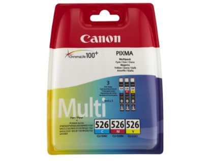 Canon CLI-526 Cyan/Magenta/Yellow Mavi/Kırmızı/Sarı 3'lü Multipack Mürekkep Kartuş resmi
