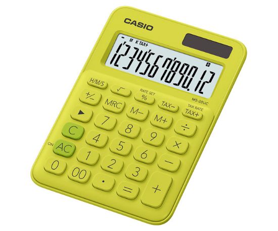 Casio MS-20UC-YG 12 Hane Sarı Masa Üstü Hesap Makinesi resmi