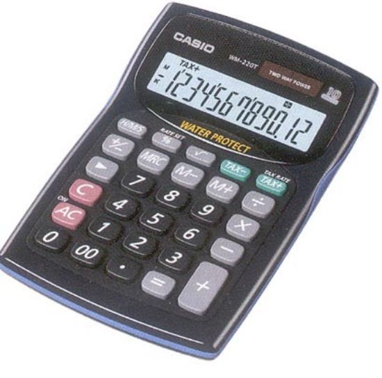 Casio WM-220MS-BU 12 Hane Mavi Suya-Toza Dayanıklı Masa Üstü Hesap Makinesi resmi