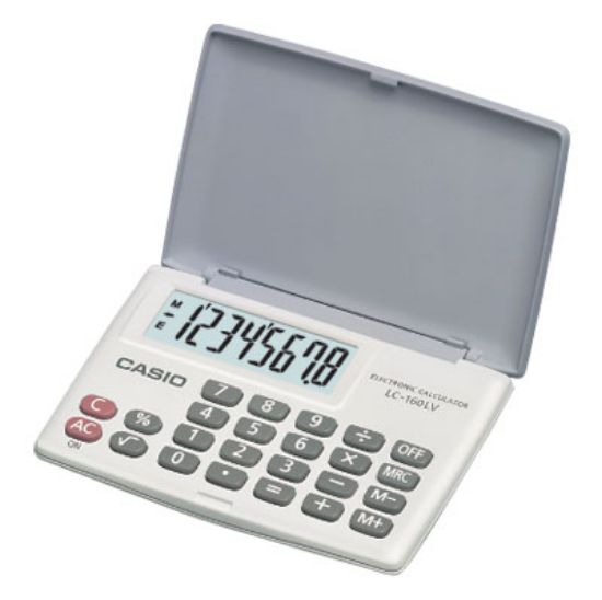 Casio LC-160LV-WE 8 Hane Beyaz Cep Tipi Hesap Makinesi resmi