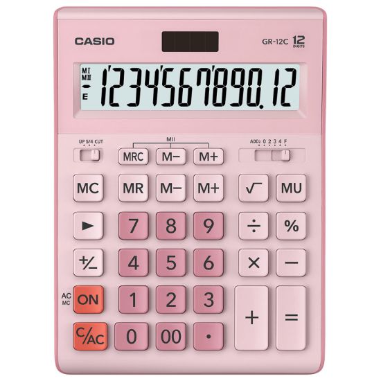 Casio GR-12C-PK 12 Hane Pembe Masa Üstü Hesap Makinesi resmi