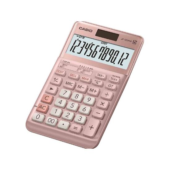 Casio JF-120FM-PK Pembe 12 Hane Masa Üstü Hesap Makinesi resmi