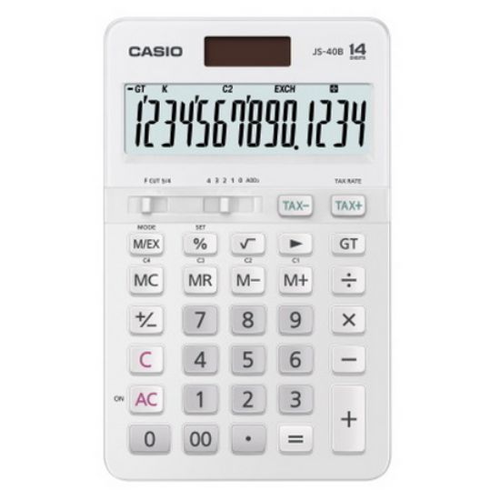 Casio JS-40B-WE Beyaz Profesyonel 14 Hane Masa Üstü Hesap Makinesi resmi