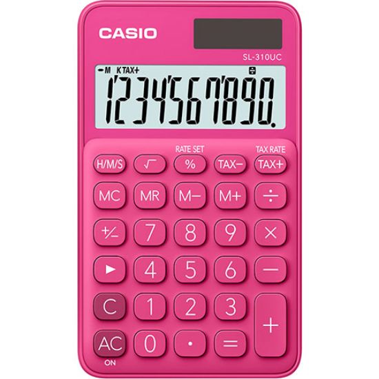 Casio SL-310UC-RD Cep Tipi 10 Hane Koyu Pembe Hesap Makinesi resmi