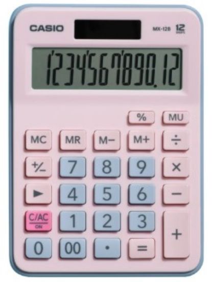 Casio MX-12B-PKLB Açık Pembe+Açık Mavi 12 Hane Masa Üstü Hesap Makinesi resmi