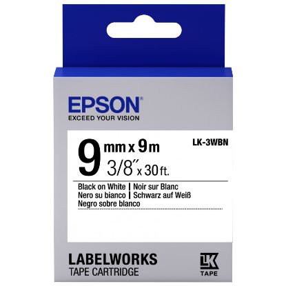 Epson LK-3WBW Strong Beyaz  Üzeri Siyah 9MM 9Metre resmi