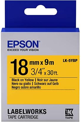 Epson LK-5YBP Pastel Sarı Üzeri Siyah 18mm 9metre resmi