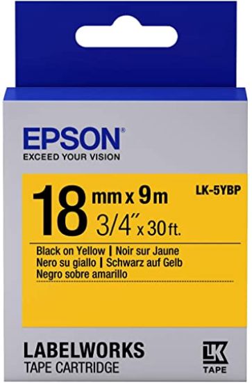 Epson LK-5YBP Pastel Sarı Üzeri Siyah 18mm 9metre resmi