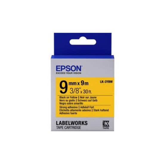 Epson LK-3YBW Güçlü Yapışkanlı Sarı Üzeri Siyah 9mm 9Metre Etiket resmi
