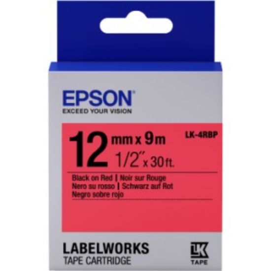 Epson LK-4RBP Pastel Kırmızı Üzeri Siyah 12MM 9Metre resmi