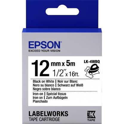 Epson LK-4WBQ Ütüyle Transfer Beyaz Üzeri Siyah 12mm 9Metre Etiket resmi