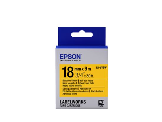 Epson LK-5YBW Güçlü Yapışkanlı Sarı Üzeri Siyah 18mm 9Metre Etiket resmi