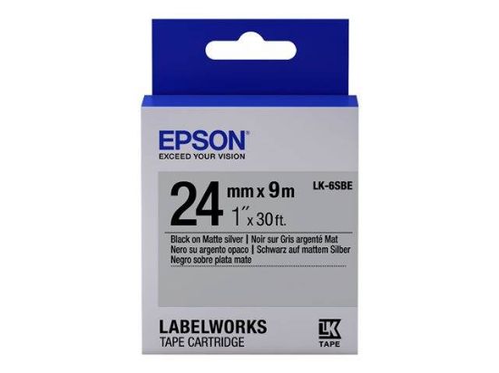 Epson LK-6SBE Gümüş Üzeri Siyah 24mm 9Metre Etiket resmi