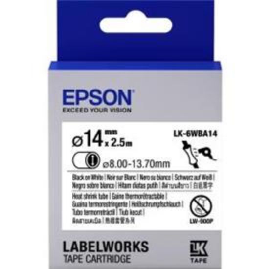 Epson LK-6WBA14 Beyaz Üzeri Siyah Makaron (8-13,7 mm çap) 2,5Metre resmi