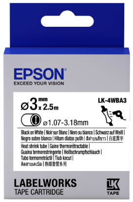 Epson LK-4YBA3 Sarı Üzeri Siyah Makaron (1,07-3,18 mm çap) 2,5Metre resmi