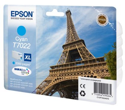 Epson T7022 Cyan Mavi 2.000 Sayfa Mürekkep Kartuş T70224010 resmi