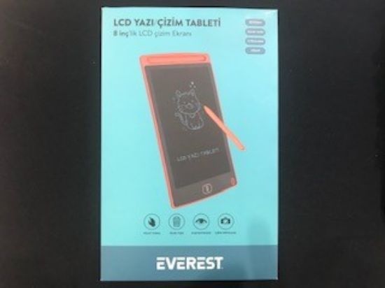 Everest EV-DY100 8,5" Kırmızı Tek Tuşla Sil Dijital Yazı Tahtası Yazı Alanı 125x175mm      resmi
