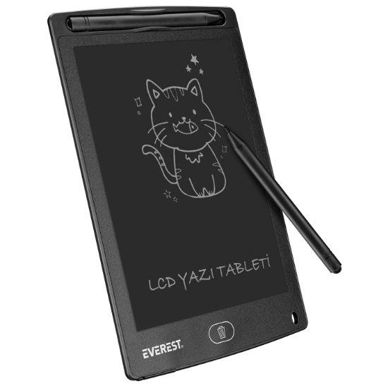 Everest EV-DY100 8,5" Siyah Tek Tuşla Sil Dijital Yazı Tahtası Yazı Alanı 125x175mm         resmi