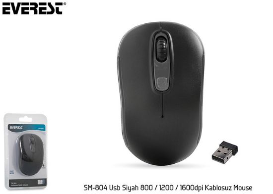 Everest SM-804 Usb Siyah 800/1200/1600dpi Kablosuz Mouse resmi