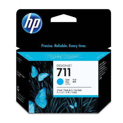 HP 711 Cyan Mavi 29ML 3lü Plotter Kartuş Seti CZ134A resmi