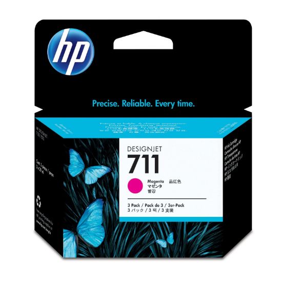 HP 711 Magenta Kırmızı 29ML 3lü Plotter Kartuş Seti CZ135A resmi