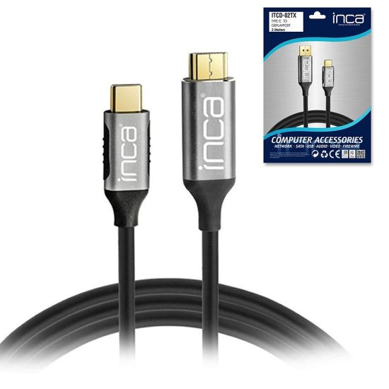 Inca ITCD-02TX Type-C to Display Port Altın Uçlu 4K Kablo 2 mt resmi