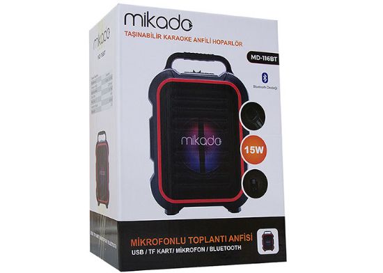 Mikado MD-116BT 15W 2 Adet Kablosuz EL+Baş-Ense Mikrofonlu USB/SD Bluetoothlu Toplantı Anfisi resmi
