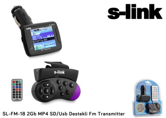 S-link SL-FM-18 2gb mp4 Transmıtter sd+usb Destekli Kumandalı Direksiyon Kumandalı resmi