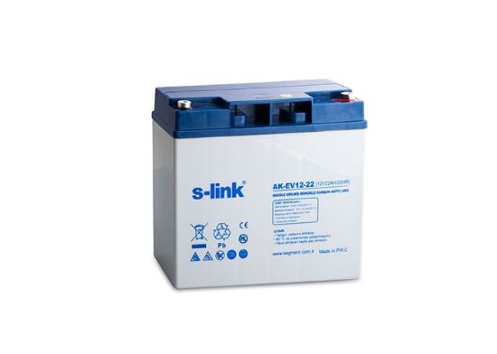 S-link AK-EV12-22 12v 22ah Bakımsız Kuru Akü resmi