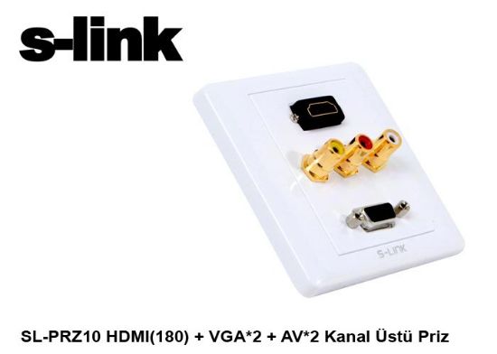 S-link  SL-PRZ10 Hdmı(180) + vga-2 + av-2 Kanal Üst Priz resmi
