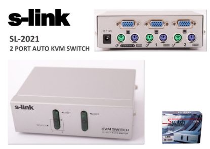 S-link SL-2021 2pc-1mn vga+ps-2 Manuel Kablolu Kvm Switch resmi