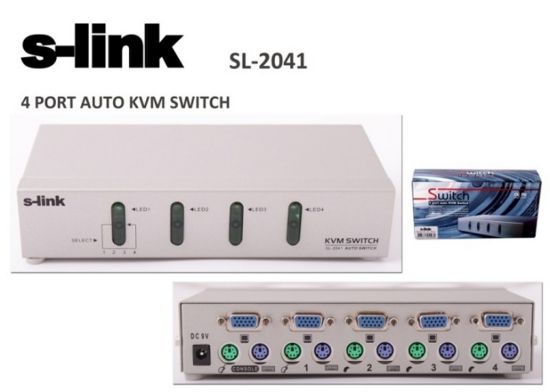 S-link SL-2041 4pc-1mn vga+ps-2 Otomatik Kvm Switch resmi
