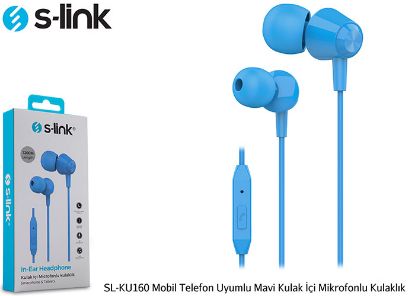 S-link SL-KU160 Mobil Telefon Uyumlu Mavi Kulak İçi Mikrofonlu Kulaklık
 resmi