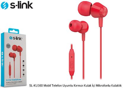 S-link SL-KU160 Mobil Telefon Uyumlu Kırmızı Kulak İçi Mikrofonlu Kulaklık
 resmi