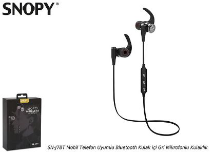 Snopy SN-J7BT Mobil Telefon Uyumlu Bluetooth Kulak içi Gri Mikrofonlu Kulaklık resmi