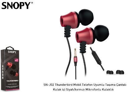 Snopy SN-J02 Thunderbird Mobil Telefon Uyumlu  Kulak içi Siyah/kırmızı Mikrofonlu Kulaklık resmi