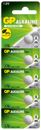 GP GPA76-C5 LR44 AG13 Alkalin Düğme Pil 5'li Paket  resmi