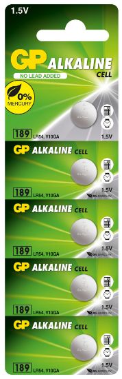 GP GP189-C5 LR54 AG10-LR1130 Alkalin Düğme Pil 5'li Paket resmi