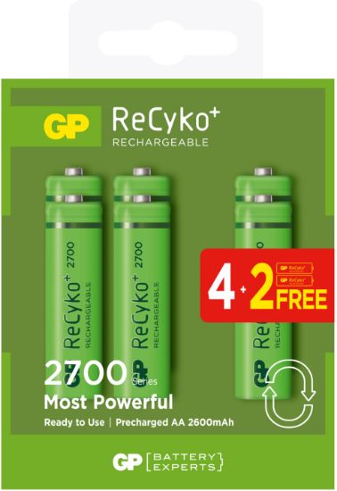 GP AA 2600 mAh Şarjlı Kalem Pil 4+2'li Paket GP270AAHCE4-2 resmi
